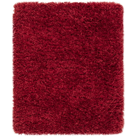 SAFAVIEH Madrid Miah Solid Polyester Shag Area Rug, Red, 3' x 5'
