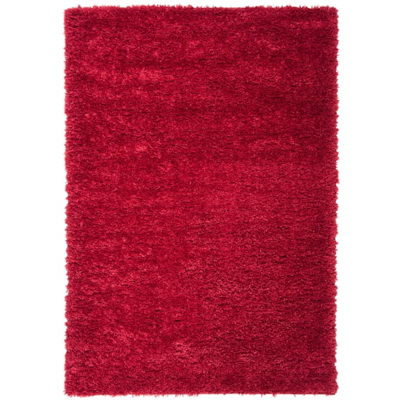 SAFAVIEH Madrid Miah Solid Polyester Shag Area Rug, Red, 5'3" x 7'6"