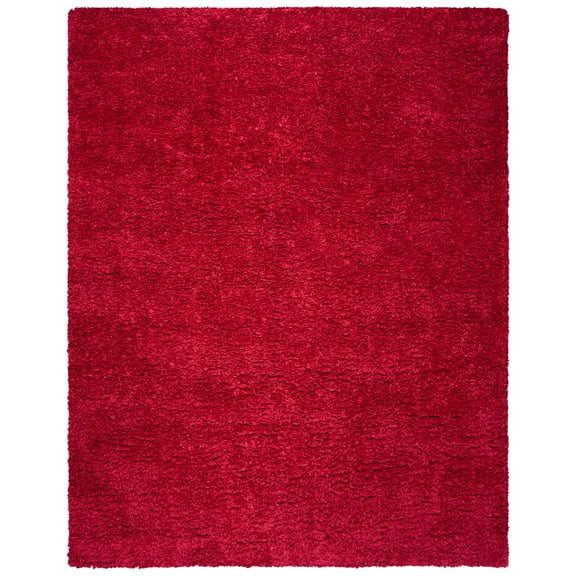 SAFAVIEH Madrid Miah Solid Polyester Shag Area Rug, Red, 9' x 12'