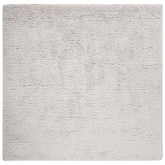 SAFAVIEH Madrid Miah Solid Polyester Shag Area Rug, Silver, 3' x 3' Square