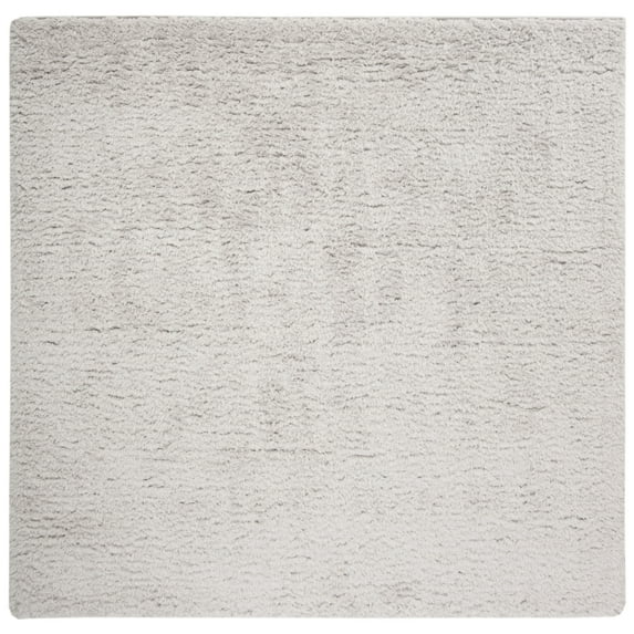 SAFAVIEH Madrid Miah Solid Polyester Shag Area Rug, Silver, 5'3" x 5'3" Square