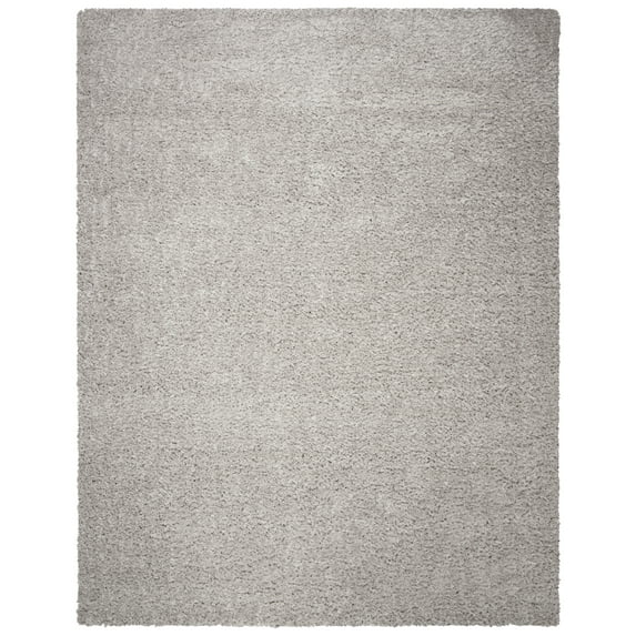 SAFAVIEH Madrid Miah Solid Polyester Shag Area Rug, Silver, 8' x 10'