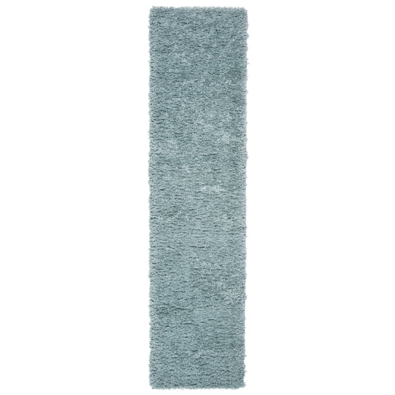 SAFAVIEH Madrid Miah Solid Polyester Shag Runner Rug, Aqua, 2' x 12'