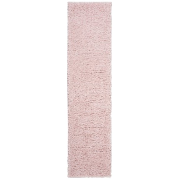 SAFAVIEH Madrid Miah Solid Polyester Shag Runner Rug, Blush, 2' x 10'