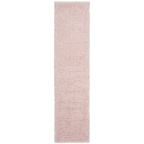 SAFAVIEH Madrid Miah Solid Polyester Shag Runner Rug, Blush, 2' x 12'