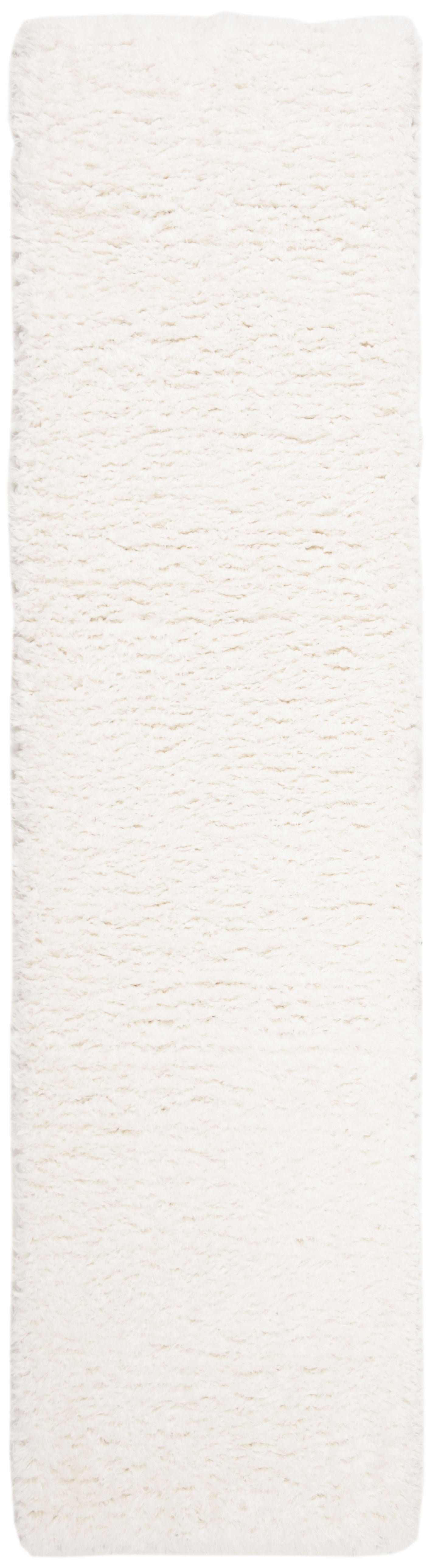 SAFAVIEH Madrid Miah Solid Polyester Shag Runner Rug, Ivory, 2' x 10'