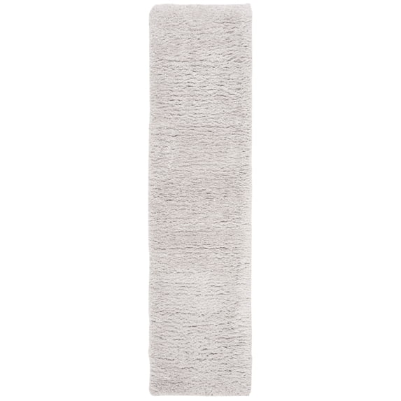SAFAVIEH Madrid Miah Solid Polyester Shag Runner Rug, Silver, 2' x 12'