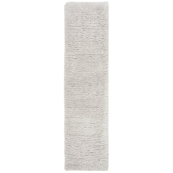 SAFAVIEH Madrid Miah Solid Polyester Shag Runner Rug, Silver, 2' x 6'