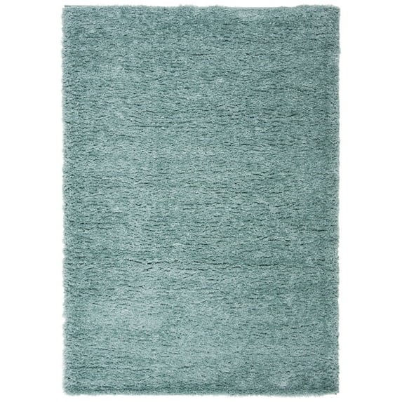 SAFAVIEH Madrid Miah Solid Polyester Shag Area Rug, Aqua, 4' x 6'