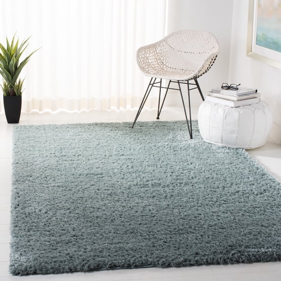 Safavieh Madrid Miah Solid Polyester Shag Area Rug, Aqua, 4' x 6'
