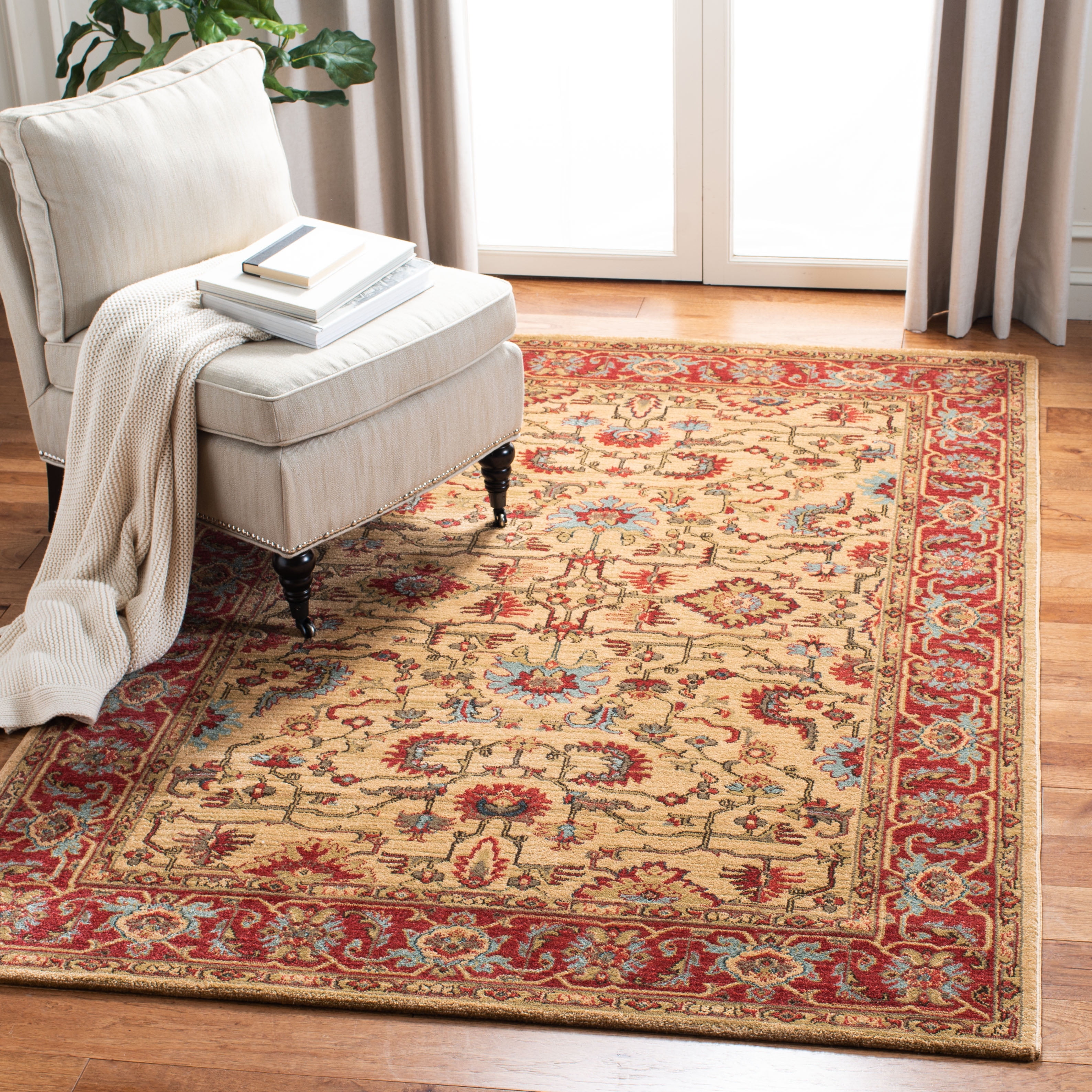 SAFAVIEH Mahal Bentley Oriental Area Rug, Beige/Red, 5'1" x 7'7 ...