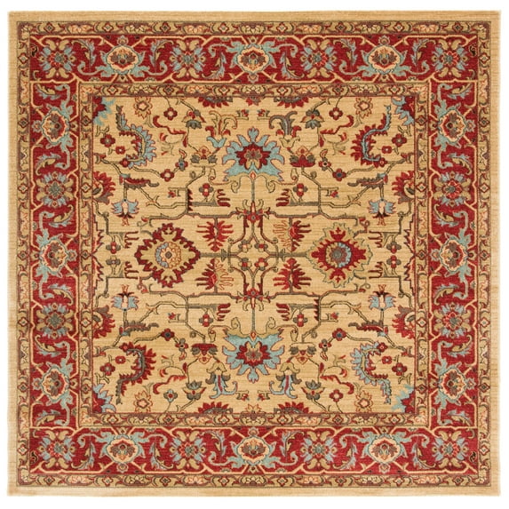 SAFAVIEH Mahal Bentley Oriental Area Rug, Beige/Red, 6'7" x 6'7" Square