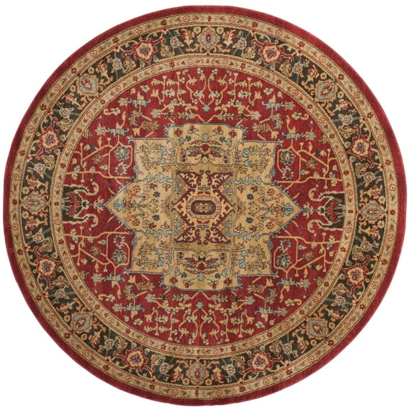 SAFAVIEH Mahal Trecia Oriental Area Rug, Natural/Navy, 3' x 3' Round