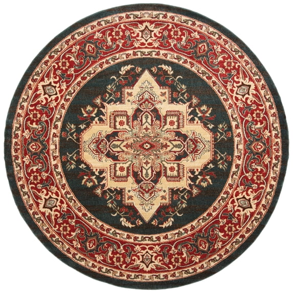 SAFAVIEH Mahal Garnet Oriental Area Rug, Navy/Red, 6'7" x 6'7" Round