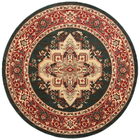 SAFAVIEH Mahal Garnet Oriental Area Rug, Navy/Red, 6'7" x 6'7" Round