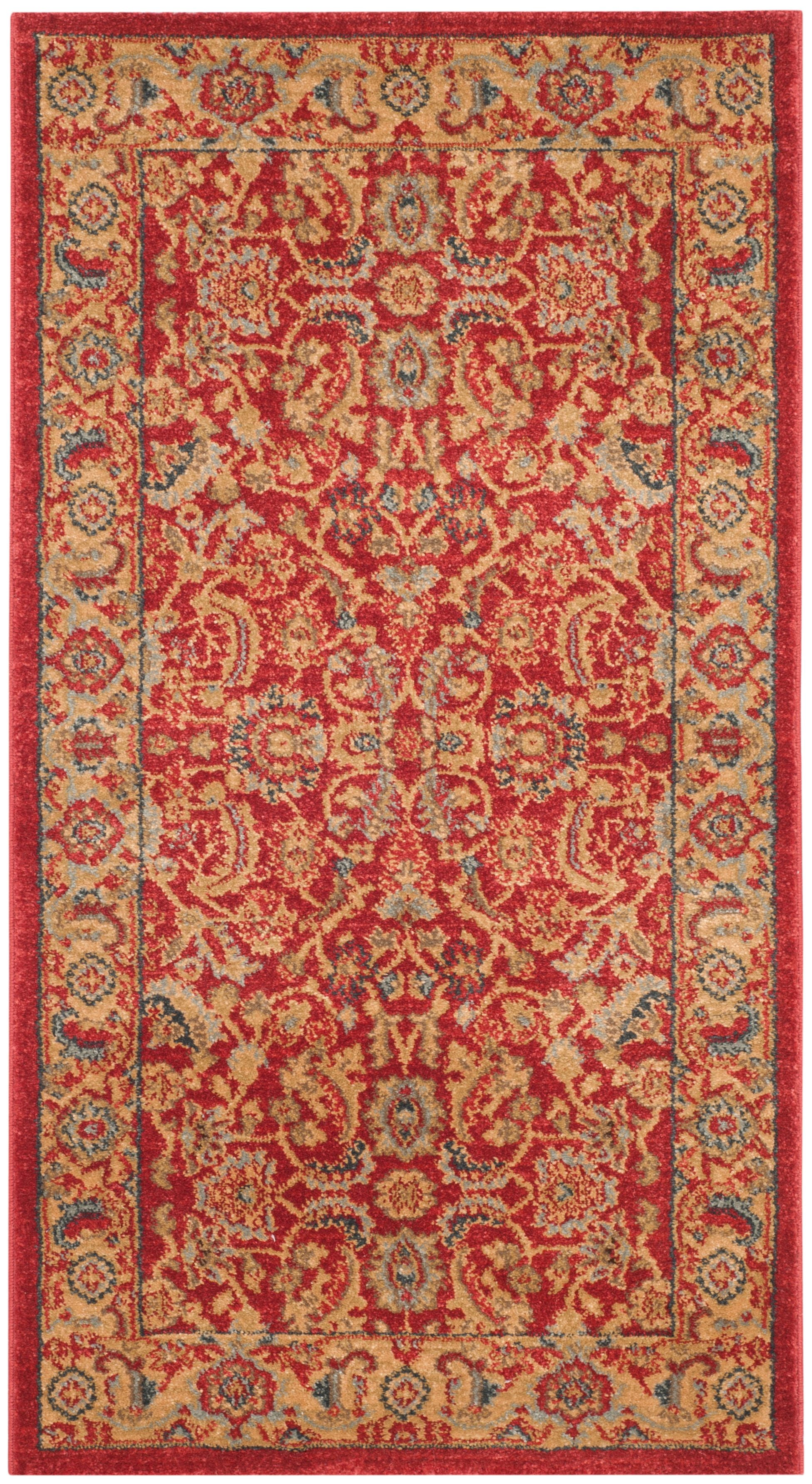 Red and Natural 2'2" x 4' Traditional Oriental Area Rug