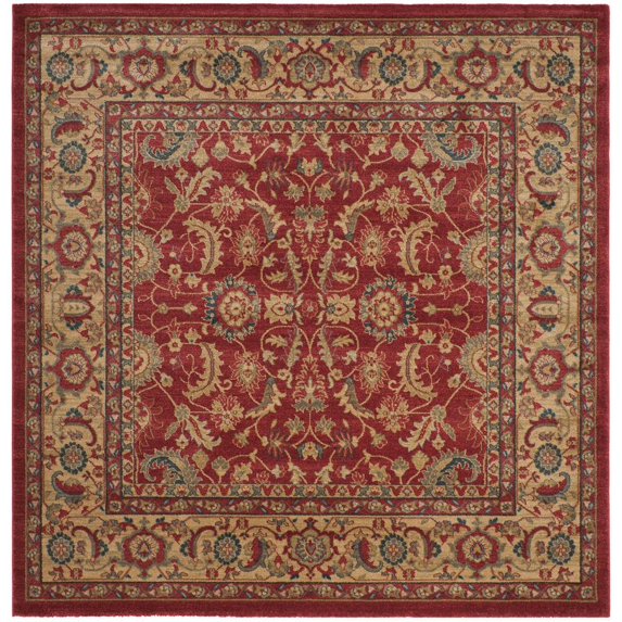 SAFAVIEH Mahal Gorgi Oriental Area Rug, Red/Natural, 6'7" x 6'7" Square