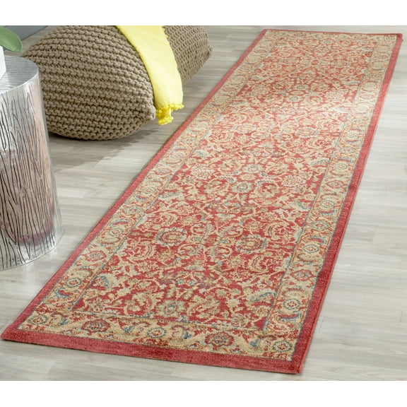 SAFAVIEH Mahal Gorgi Oriental Runner Rug, Red/Natural, 2'2" x 22'