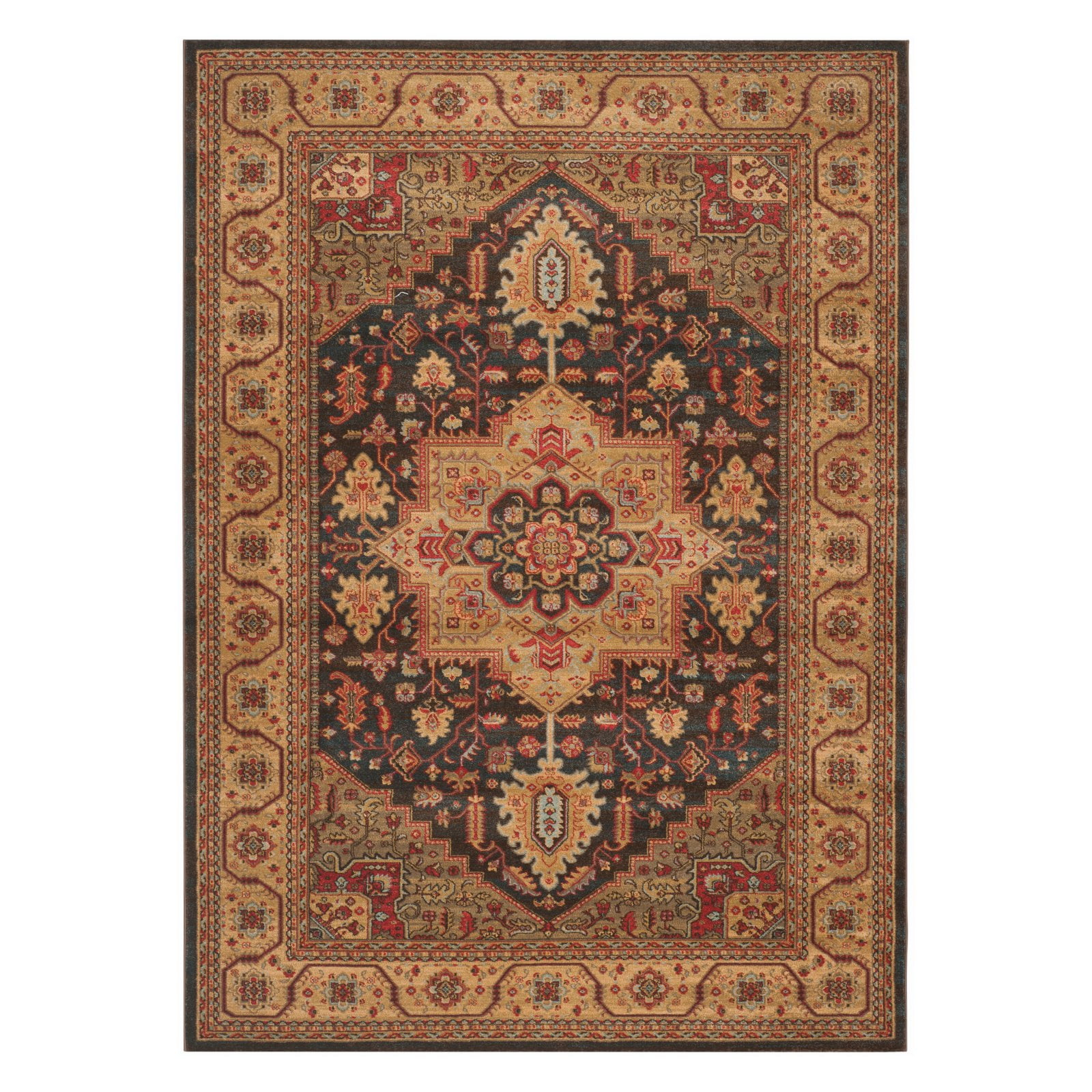 Elegant Navy Rectangular Synthetic Easy-Care Area Rug, 8' x 11'