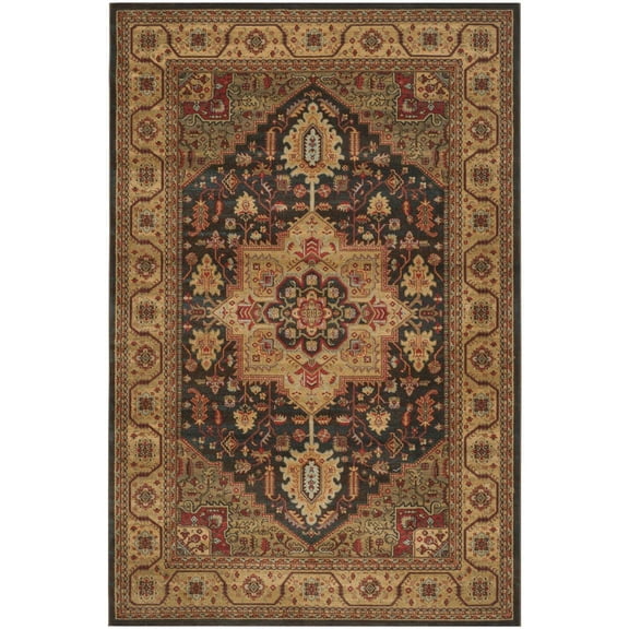 SAFAVIEH Mahal Josephine Oriental Area Rug, Navy/Natural, 6'7" x 9'2"