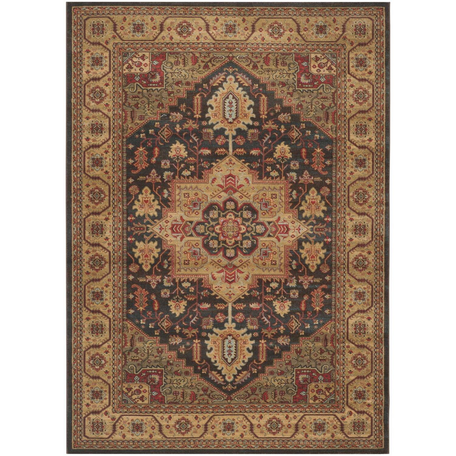 Elegant Navy Rectangular Synthetic Easy-Care Area Rug, 8' x 11'