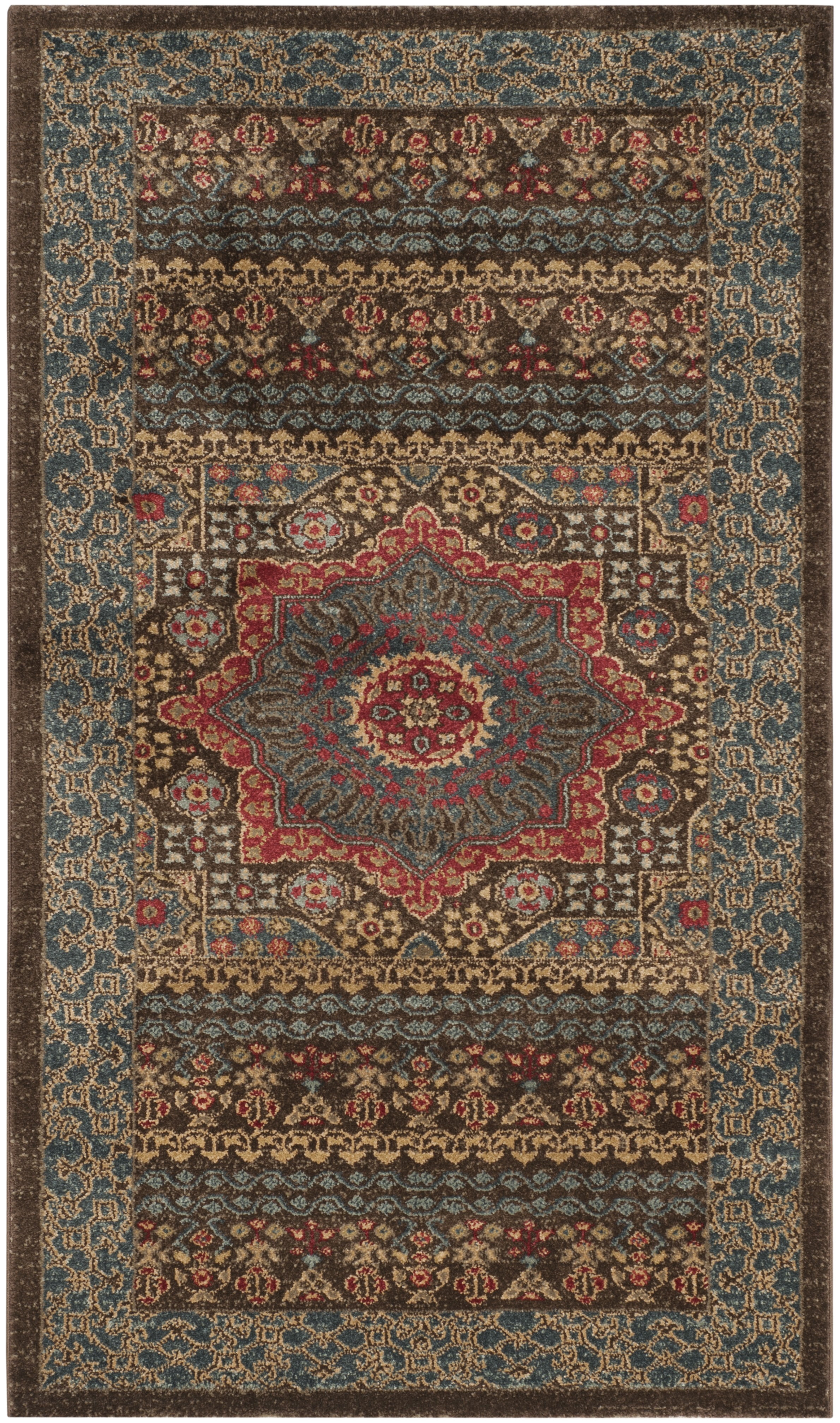 Hand-knotted Red and Navy Synthetic Traditional Oriental Rug