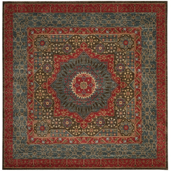 SAFAVIEH Mahal Lidija Oriental Area Rug, Navy/Red, 3' x 3' Square