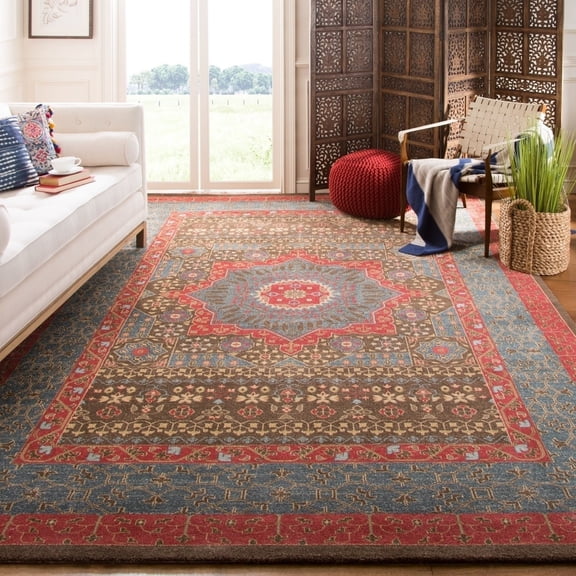 SAFAVIEH Mahal Lidija Oriental Area Rug, Navy/Red, 4' x 5'7"