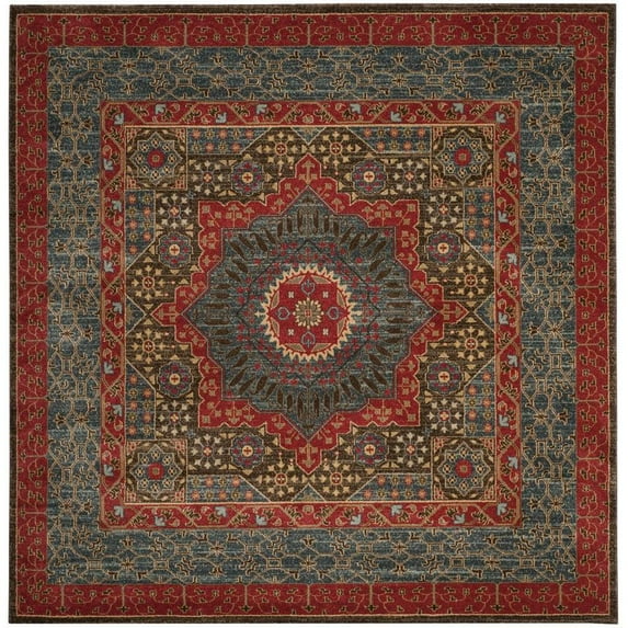 SAFAVIEH Mahal Lidija Oriental Area Rug, Navy/Red, 6'7" x 6'7" Square