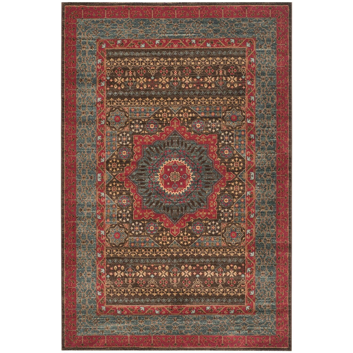 Rectangular Red Easy Care Stain-Resistant Area Rug