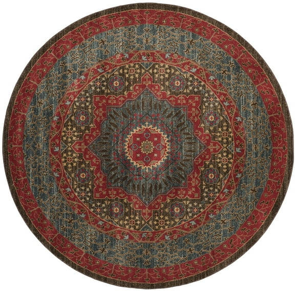 SAFAVIEH Mahal Lidija Oriental Area Rug, Navy/Red, 9' x 9' Round