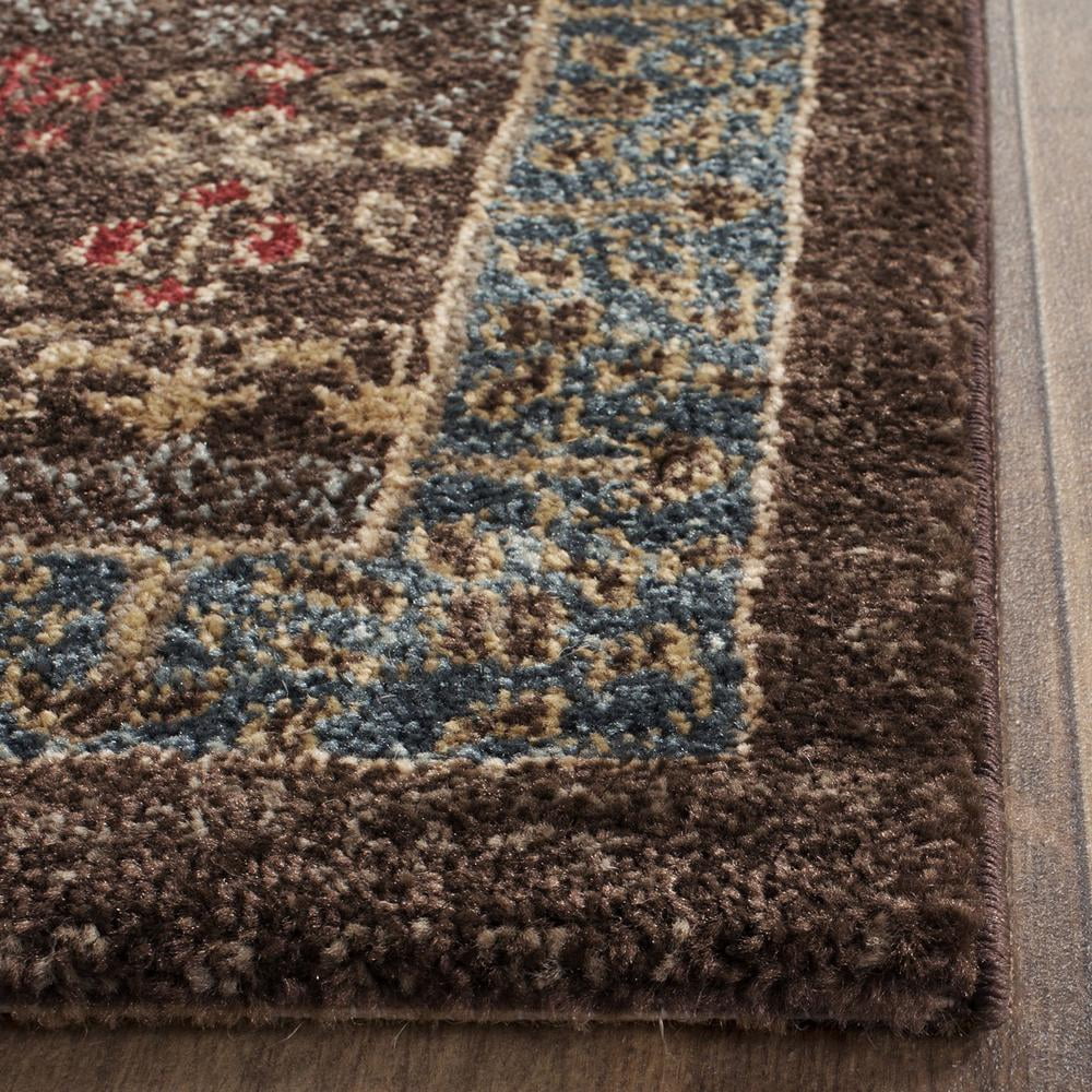 Mahal Navy and Red Synthetic Persian Runner Rug 2'2" x 10'