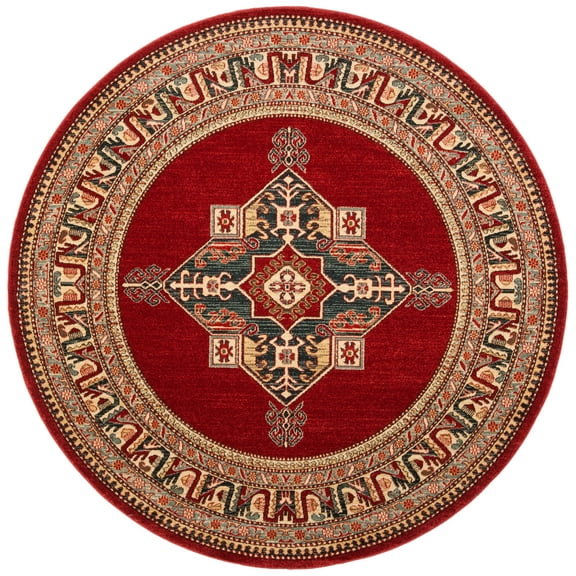 SAFAVIEH Mahal Mordikai Oriental Area Rug, Red/Cream, 6'7" x 6'7" Round