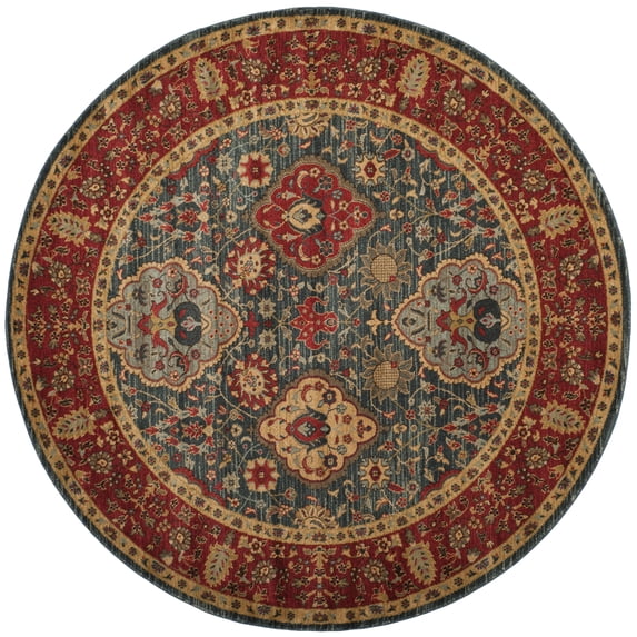 SAFAVIEH Mahal Napier Oriental Area Rug, Navy/Red, 3' x 3' Round