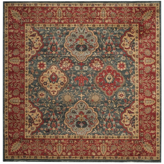 SAFAVIEH Mahal Napier Oriental Area Rug, Navy/Red, 3' x 3' Square