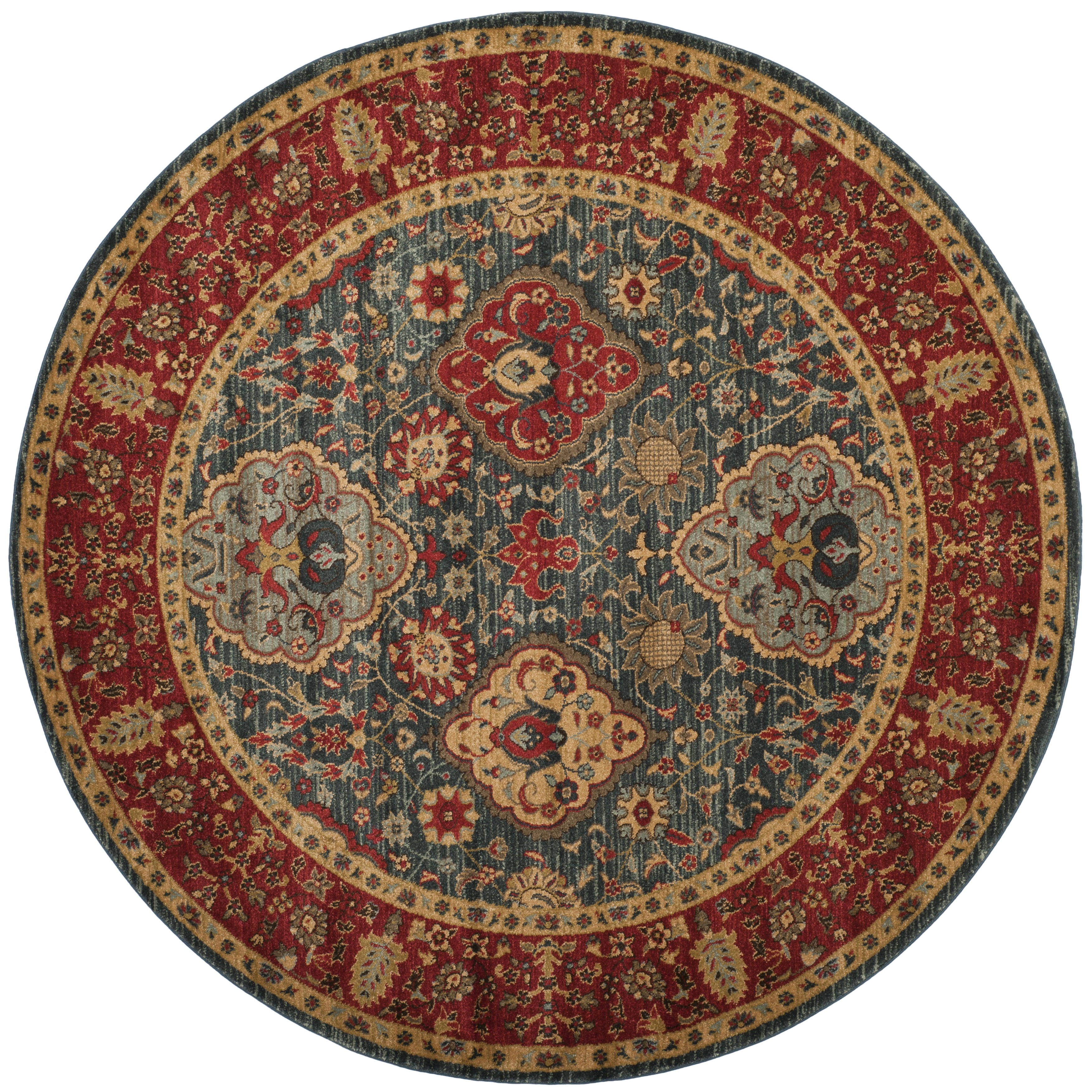 Round Red Synthetic Stain-Resistant Easy Care Rug