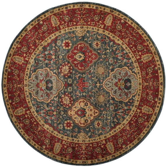 SAFAVIEH Mahal Napier Oriental Area Rug, Navy/Red, 6'7" x 6'7" Round