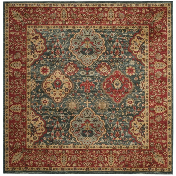 SAFAVIEH Mahal Napier Oriental Area Rug, Navy/Red, 6'7" x 6'7" Square
