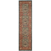 SAFAVIEH Mahal Napier Oriental Runner Rug, Navy/Red, 2'2" x 10'
