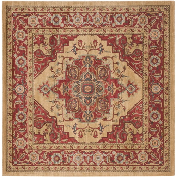 SAFAVIEH Mahal Oswin Oriental Area Rug, Red/Natural, 11' x 11' Square