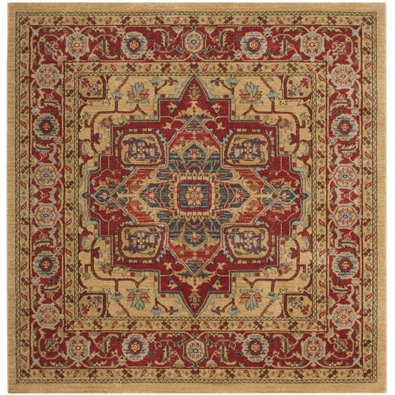 SAFAVIEH Mahal Oswin Oriental Area Rug, Red/Natural, 3' x 3' Square