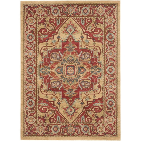 SAFAVIEH Mahal Oswin Oriental Area Rug, Red/Natural, 4' x 5'7"