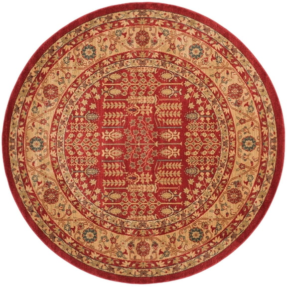 SAFAVIEH Mahal Oswin Oriental Area Rug, Red/Natural, 9' x 9' Round