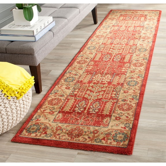SAFAVIEH Mahal Oswin Oriental Runner Rug, Red/Natural, 2'2" x 22'