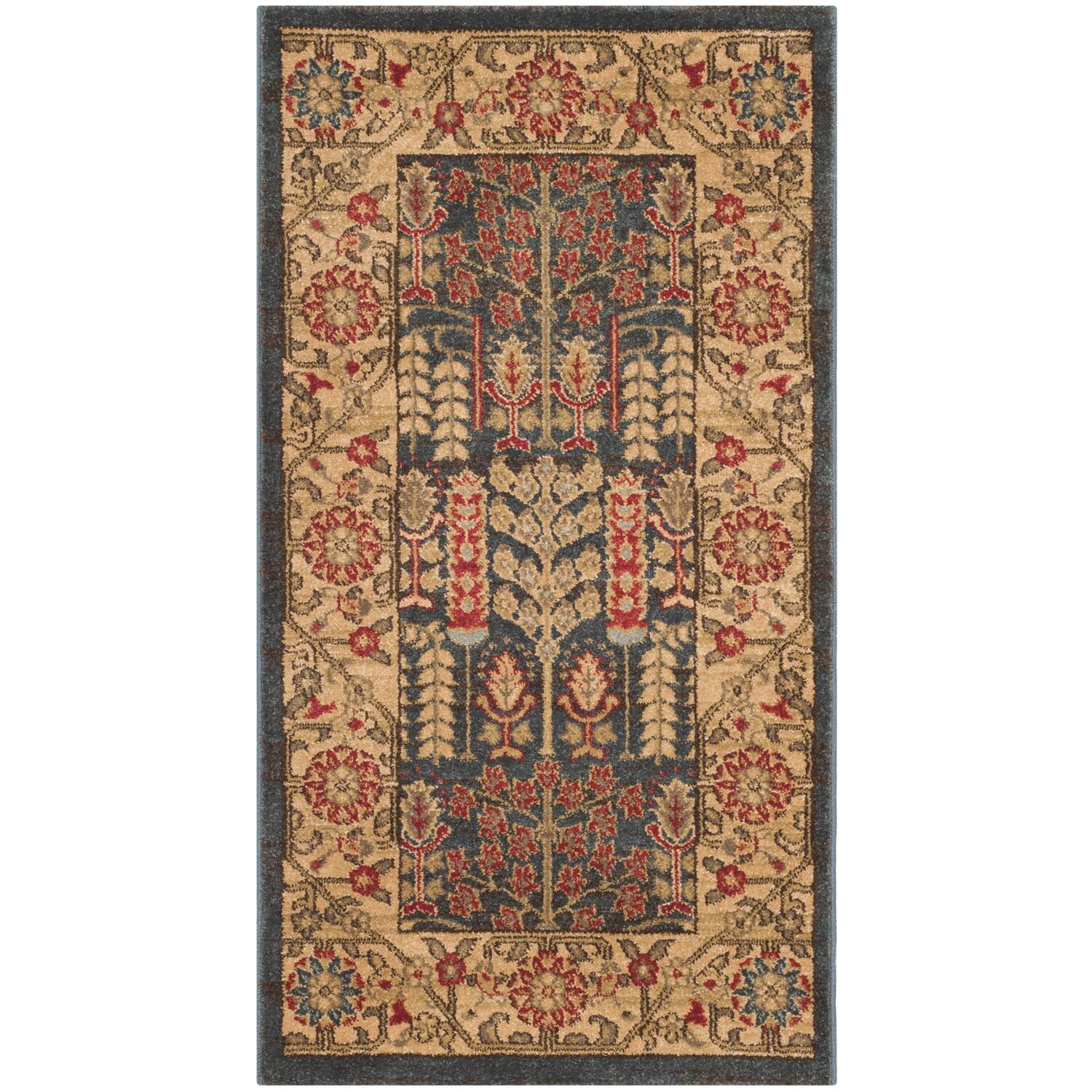 Navy and Natural Reversible Synthetic Area Rug, 26" x 4"