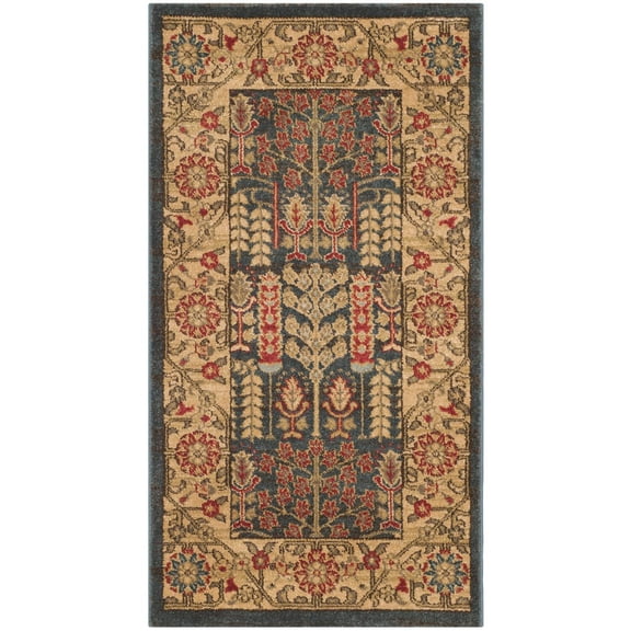 SAFAVIEH Mahal Phylliss Oriental Area Rug, Navy/Natural, 2'2" x 4'