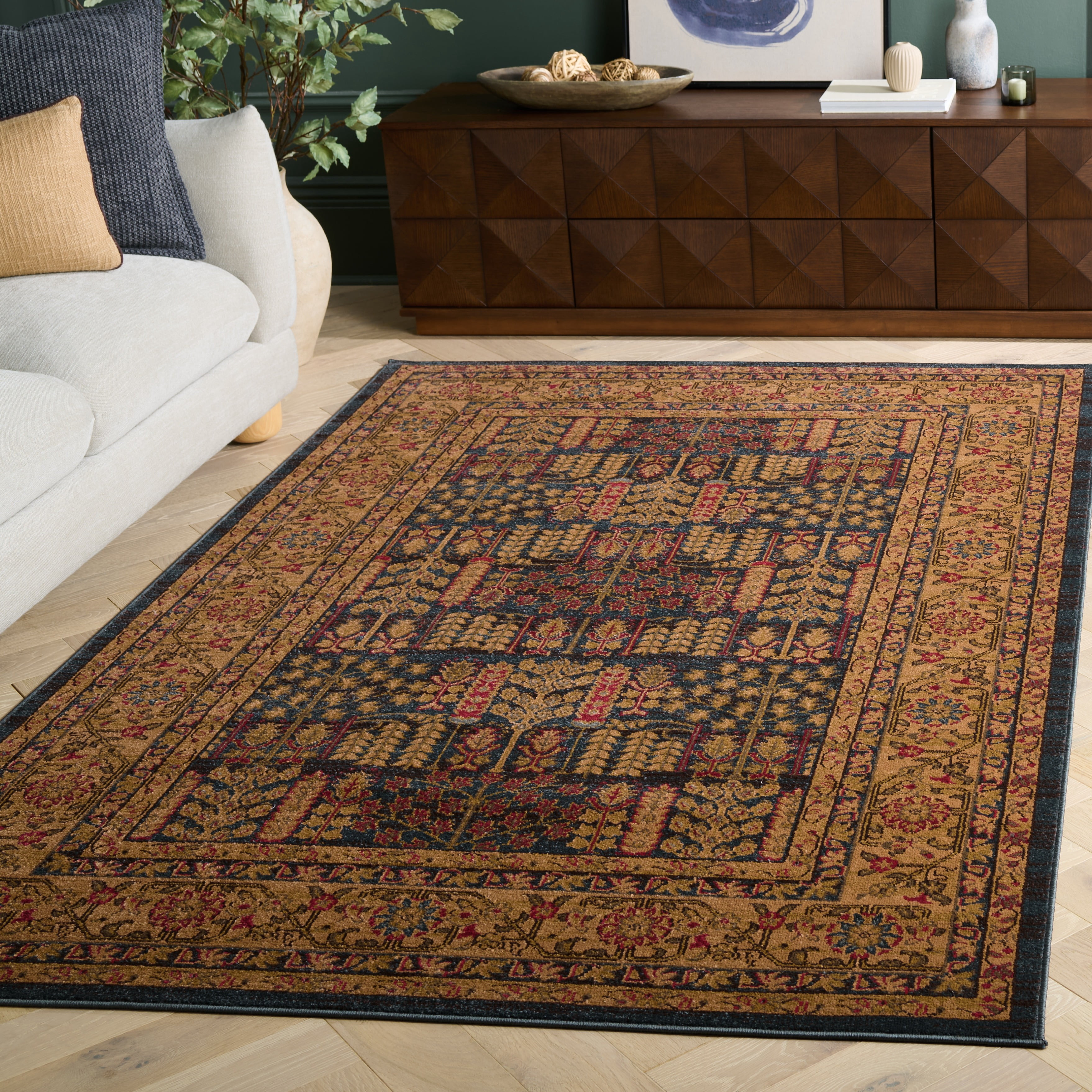 Safavieh Mahal Phylliss Oriental Area Rug, Navy/Natural, 5'1" x 5'1" Square