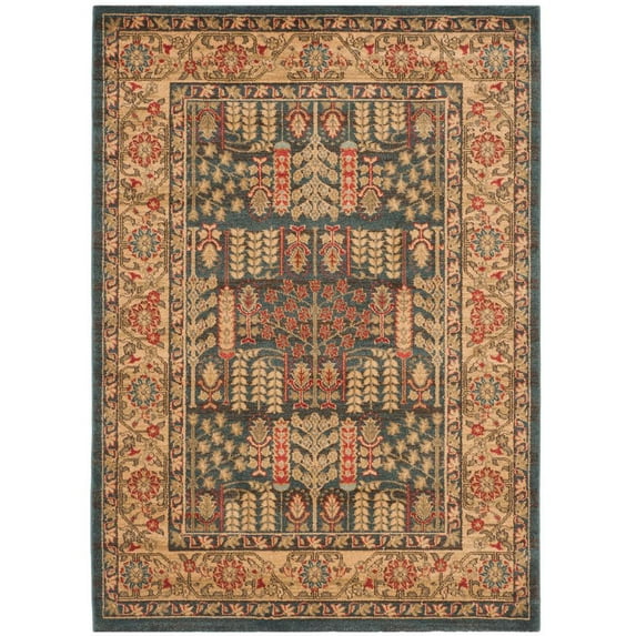 SAFAVIEH Mahal Phylliss Oriental Area Rug, Navy/Natural, 6'7" x 6'7" Square