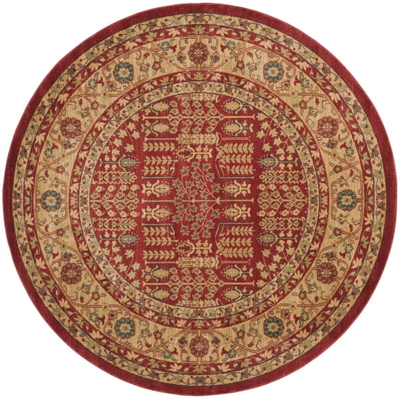 SAFAVIEH Mahal Phylliss Oriental Area Rug, Red/Natural, 3' x 3' Round