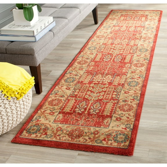 SAFAVIEH Mahal Phylliss Oriental Runner Rug, Red/Natural, 2'2" x 12'